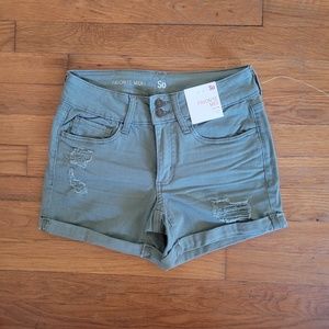 NWT Light Olive Green Stretchy Jean Shorts